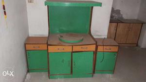 Green And Brown Wooden TV Rack