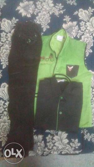 Green Vest, Black Dress Shirt, And Pants for 4 to 5 years