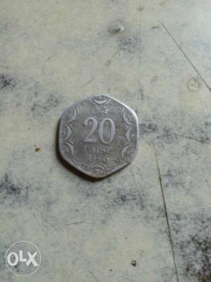 Indian 20 paise coin 