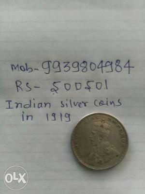 Indian cilver coins make in george v kink emperor