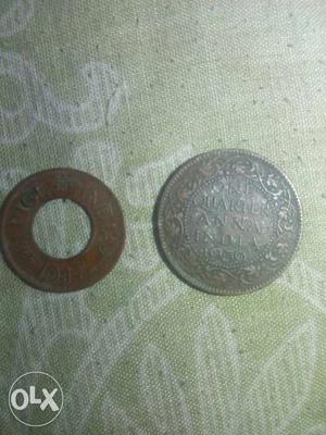 Indian hole coin  half anna 