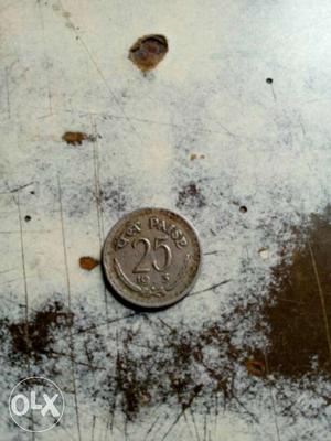 Indian old 25 paise 
