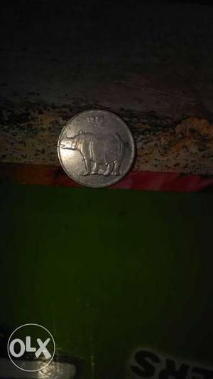 It is very coin of rhinoceros 25 paisa in