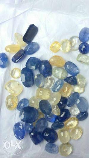 Natural yellow sapphire pukhraj.. natural blue