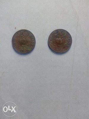 Old coins 20 paisa 