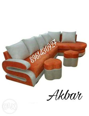 Orange And White Sectional Sofa