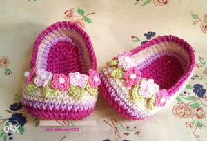 Purple-white-green Flower Accent Clogs