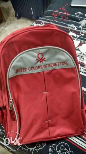 Red And Gray United Colors Of Benetton Backpack