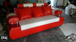 Solid wooden sofa three seater.
