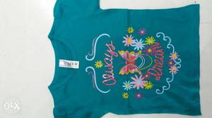 Teal, Blue, And Red Printed Crew-neck Shirt