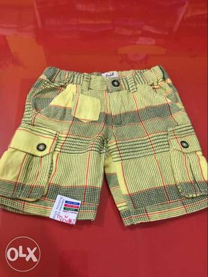 Toddler's Green, Red, And Black Cargo Shorts