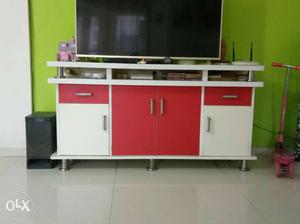 White And Red Wooden TV Console