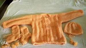 Yellow Knitted baby suite for ine year baby