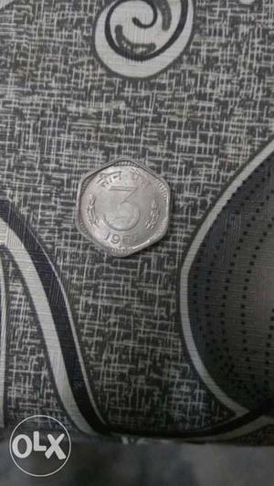  coin of 3 paise.indian