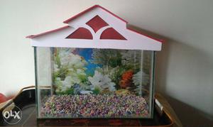 Fish tank with colourful stones and motor one