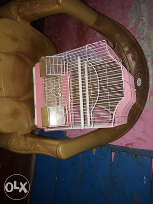 Pink And White Bird Cage