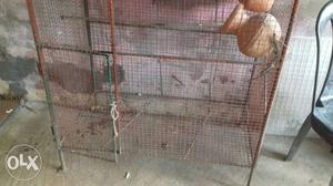 Red And Gray Wire Pet Cage