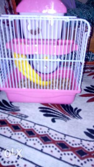 White And Pink Pet Cage