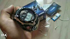 Black And Gray Casio Chronograph Watch With Black Strap And