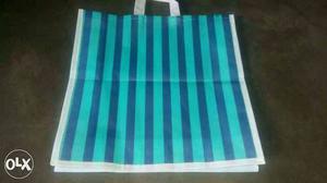 Blue And Light-blue Pinstripe Tote Bag 12 pices