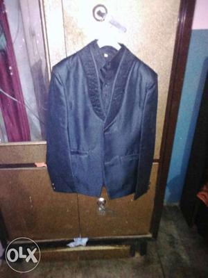 Blue Shawl-lapel Suit Jacket