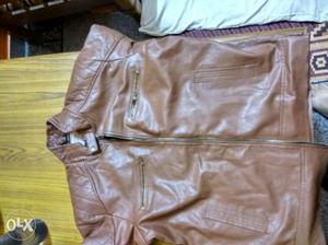 Brown Zip-up Leather Jacket