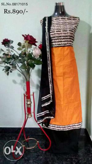 Chanderi silk cloth with shiffon duppatta