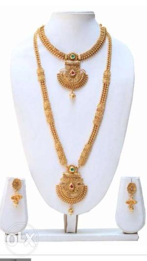 Gold Necklace And Earrings Set