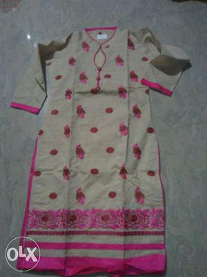 Gray And Pink Floral Asian Traditional Dress