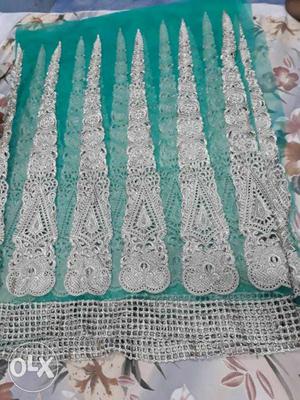 Green And Gray Floral Embroider Lehenga Traditional Skirt