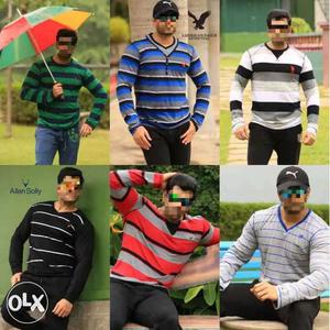Men's Black And White Striped Long-sleeved Shirts