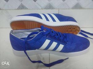 New Pair Of Royal-blue Low-top Sneakers,adidas neo 2