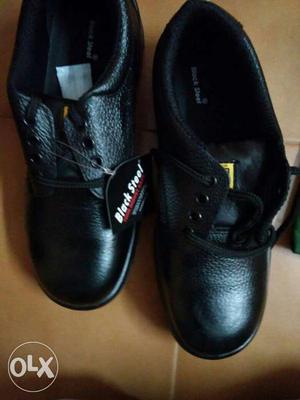 Pair Of Black Black Steel Leather Low-top Sneakers