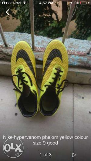 Pair Of Yellow-and-black Nike Hypervenom