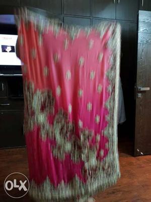 Pink, Brown, And Gray Floral Dupatta Scarf