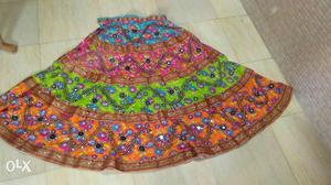 Pink, Green, And Orange Floral Traditional Dress
