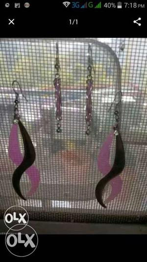 Purple And Silver-colored Hook Earrings Screenshot