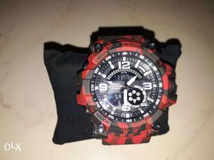 Red And Black Casio G-Shock Chronograph Watch With Band