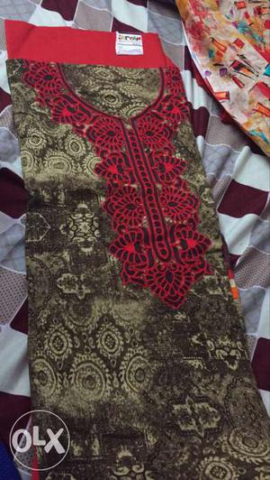 Red And Gray Flora Traditional Dress