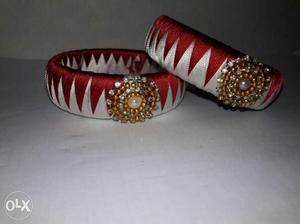 Red And White Bangle Bracelets