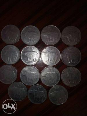 Round Silver-colored Coin Collection