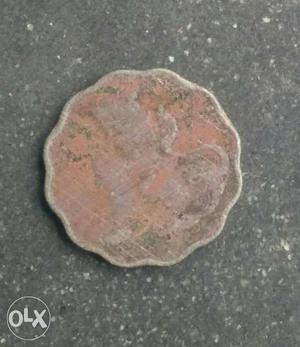 Scallop-edge Copper India Paise Coin