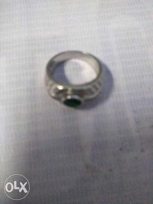 Silver Emerald Cabochon Ring