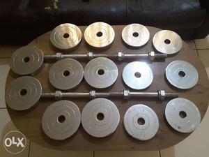 Stainless Steel Gym Weights 48 kgs 4kg x 8 plates 2kg x 8