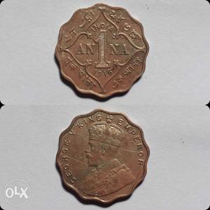 Two 1 Anna Coins