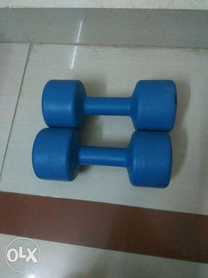 Two Blue Fixed Weight Dumbbells