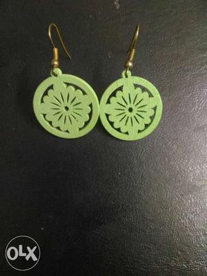 Two Green Hook Earrings