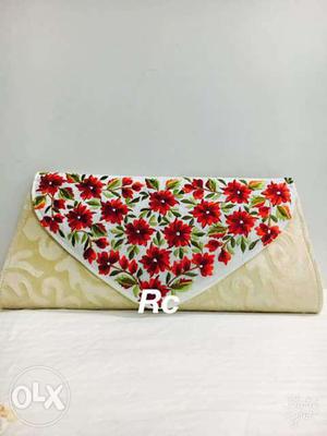 White And Red Floral Wallet