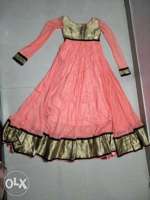 Women's Pink, Black And Gold Dress