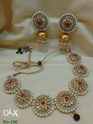 Beautiful flower design necklace set with jhumka